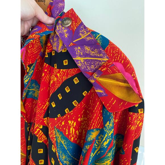 Adam Douglas silk jacket shirt shacket blazer abstract colorful - Picture 2 of 4